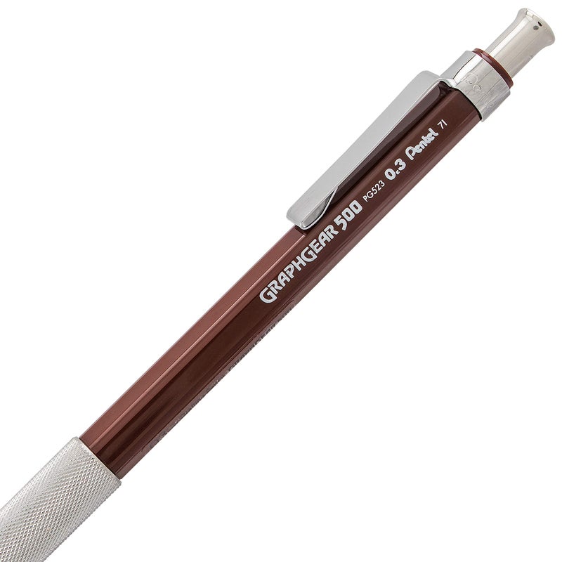 Pentel GraphGear 500 Mechanical Drafting Pencil  (0.3mm)  Extra Fine Line  Brown Barrel (PG523E) - Image 2